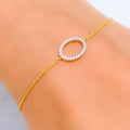 Ornate Oval-Shaped Diamond + 18k Gold Bracelet 