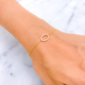 Ornate Oval-Shaped Diamond + 18k Gold Bracelet 