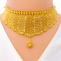 Extravagant Fanned 22K Gold Choker Necklace Set 