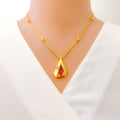 Twinkling Triangle 22k Gold CZ Necklace Set 