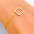 Glamorous Soft Square Diamond + 18k Gold Bracelet 