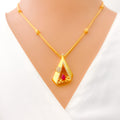 Twinkling Triangle 22k Gold CZ Necklace Set 