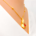 Twinkling Triangle 22k Gold CZ Necklace Set 