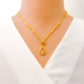 Dazzling Dual Drop 22k Gold CZ Necklace Set 