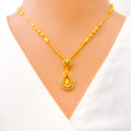 Dazzling Dual Drop 22k Gold CZ Necklace Set 