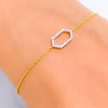 Artistic Hexagonal-Shaped Diamond + 18k Gold Bracelet