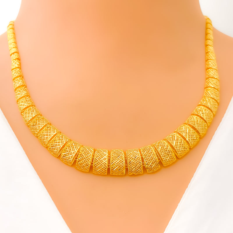 Festive Graduating 22k Gold Mesh Necklace Set
