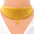 Intricate Dangling Chain 22K Gold Choker Necklace Set 