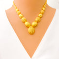 Shimmering High Finished 22k Gold Oval Necklace Set