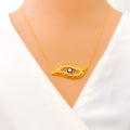 Elegant Evil Eye 21k Gold CZ Necklace 