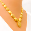 Shimmering High Finished 22k Gold Oval Necklace Set