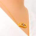 Elegant Evil Eye 21k Gold CZ Necklace 