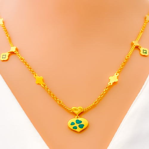 Dangling Alluring 21k Gold Necklace 