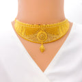 Magnificent Beaded Floral 22K Gold Choker Necklace Set 