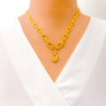 Charming Floral Motif 22k Gold Necklace Set