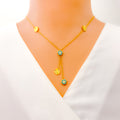 Delicate Dangling Flower 21k Gold Necklace 