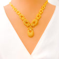 Charming Floral Motif 22k Gold Necklace Set