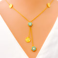 Delicate Dangling Flower 21k Gold Necklace 