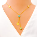 Delicate Dangling Flower 21k Gold Necklace 