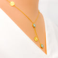 Delicate Dangling Flower 21k Gold Necklace 