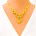 Modern Filigree Leaf 22k Gold Necklace Set