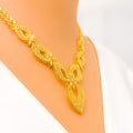 Modern Filigree Leaf 22k Gold Necklace Set