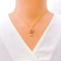 Elegant Shimmering 22k Gold Drop CZ Necklace Set  