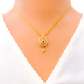 Elegant Shimmering 22k Gold Drop CZ Necklace Set  