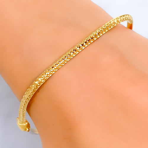 Textured Dual Tone 22k Gold Bangle Bracelet 