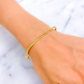 Textured Dual Tone 22k Gold Bangle Bracelet 