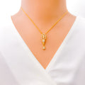 Special Curved Heart Accented 22k Gold CZ Necklace Set  