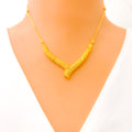 Dainty Delicate V Shaped 22k Gold Necklace Set