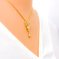 Special Curved Heart Accented 22k Gold CZ Necklace Set
