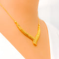 Dainty Delicate V Shaped 22k Gold Necklace Set