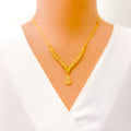 Shimmering Sleek 22k Gold Drop Necklace Set