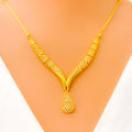 Shimmering Sleek 22k Gold Drop Necklace Set