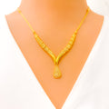 Shimmering Sleek 22k Gold Drop Necklace Set