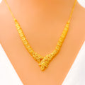 Asymmetrical Leaf Accented 22k Gold Necklace Set