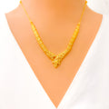 Asymmetrical Leaf Accented 22k Gold Necklace Set