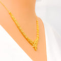 Asymmetrical Leaf Accented 22k Gold Necklace Set