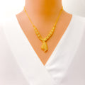 Graceful Hanging Bow 22k Gold Necklace Set