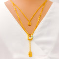 Gleaming Opulent 21k Gold Dual Necklace Set 