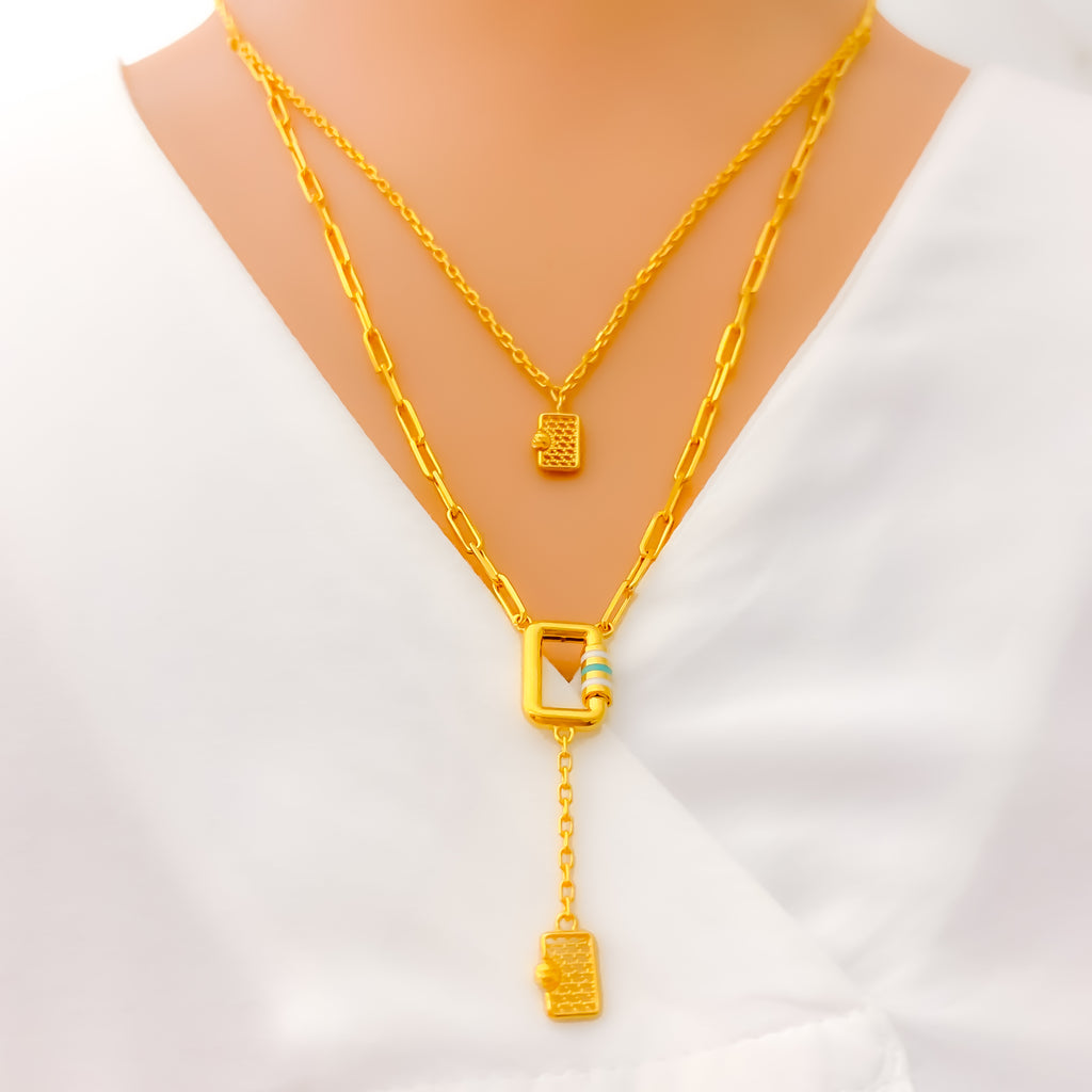 Gleaming Opulent 21k Gold Dual Necklace Set – Andaaz Jewelers