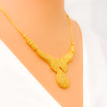 Opulent Trendy 22k Gold Mesh Necklace Set