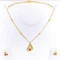 Twinkling Triangle 22k Gold CZ Necklace Set 