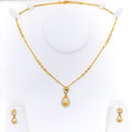 Dazzling Dual Drop 22k Gold CZ Necklace Set 