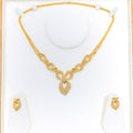 Modern Filigree Leaf 22k Gold Necklace Set