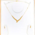 Dainty Delicate V Shaped 22k Gold Necklace Set