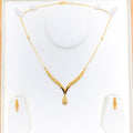 Shimmering Sleek 22k Gold Drop Necklace Set