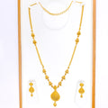 Traditional Chandelier Drop Long 22k Gold Necklace Set 
